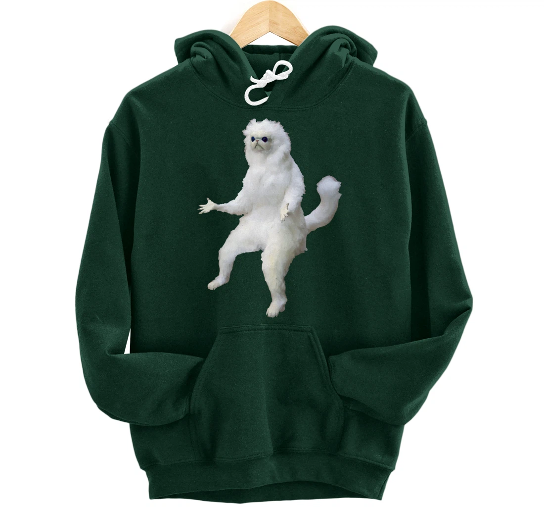 Persian Cat Room Guardian Bad Taxidermy Funny Pullover Hoodie