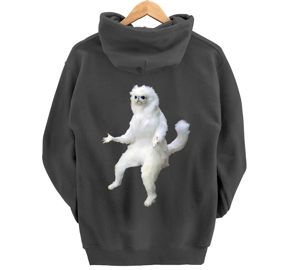 Persian Cat Room Guardian Bad Taxidermy Funny Pullover Hoodie