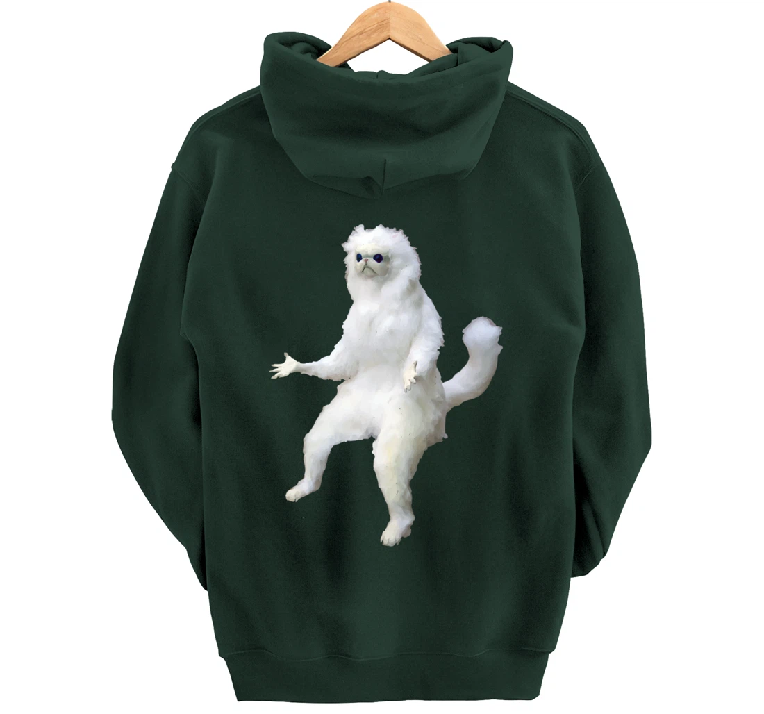 Persian Cat Room Guardian Bad Taxidermy Funny Pullover Hoodie