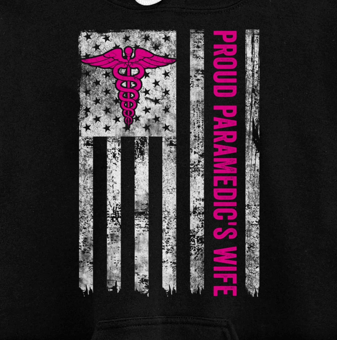 Proud Paramedic's Wife American Flag Patriotic Pullover Hoodie