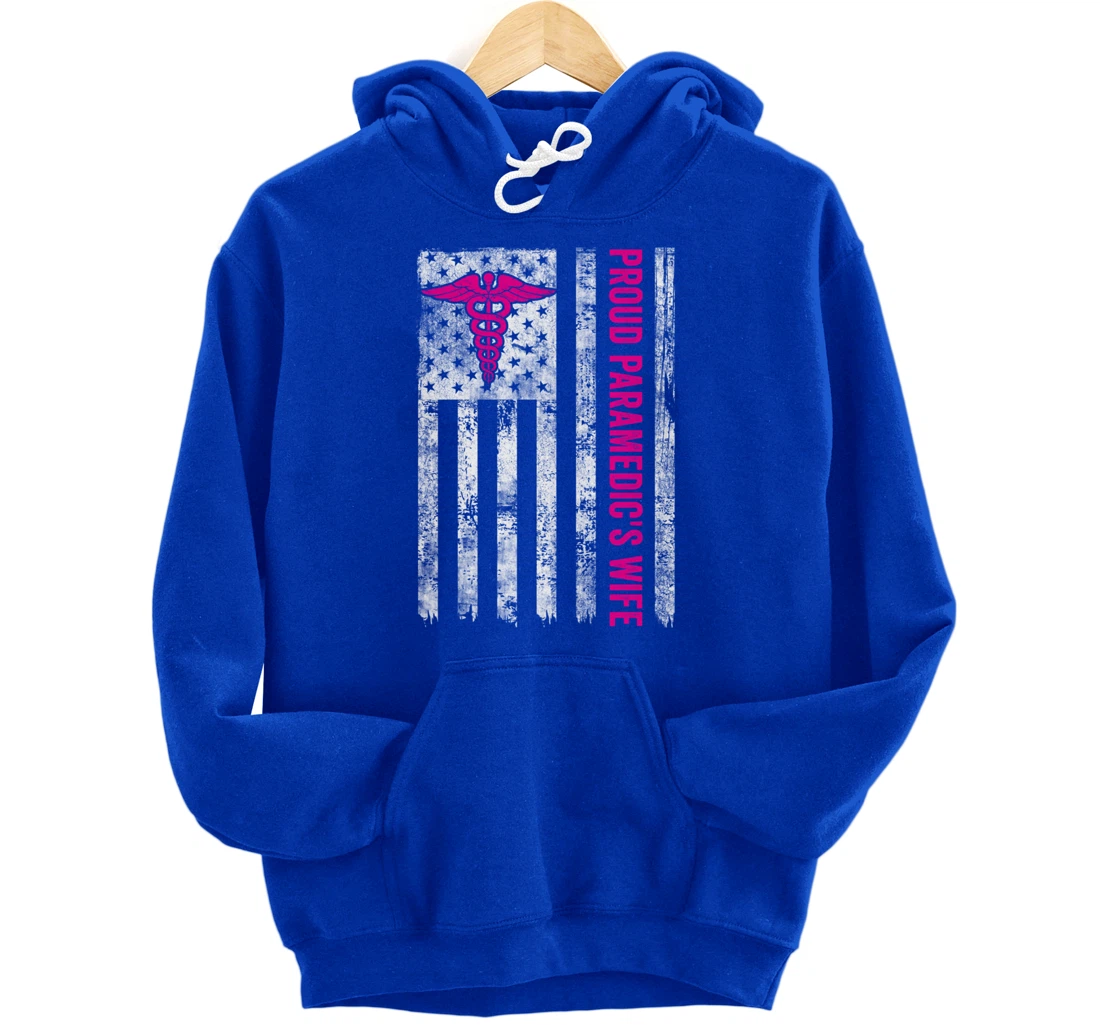 Proud Paramedic's Wife American Flag Patriotic Pullover Hoodie