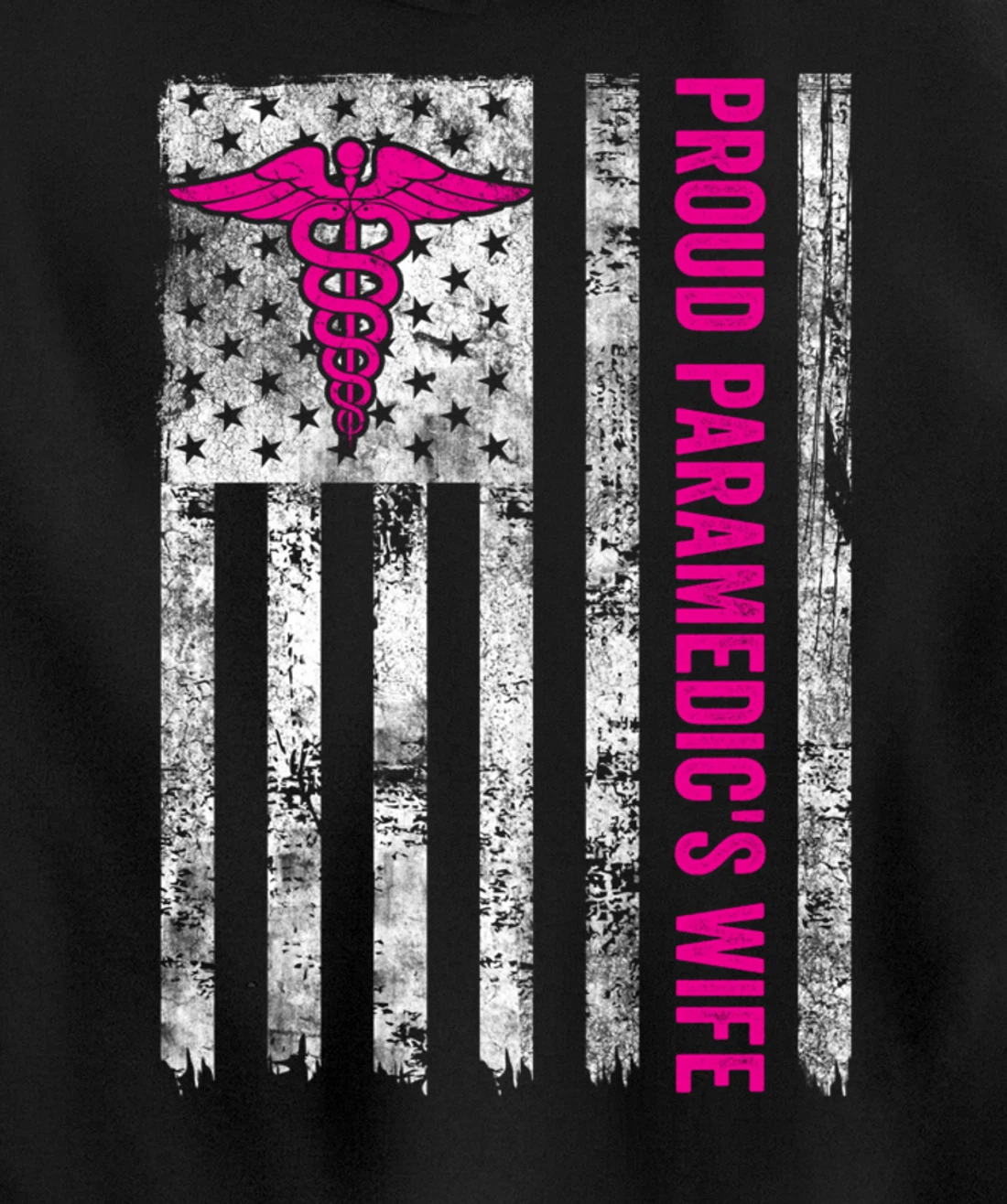 Proud Paramedic's Wife American Flag Patriotic Pullover Hoodie