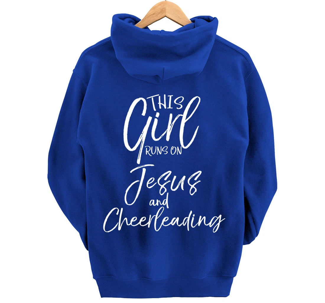 Cheerleader Quote This Girl Runs on Jesus and Cheerleading Pullover Hoodie