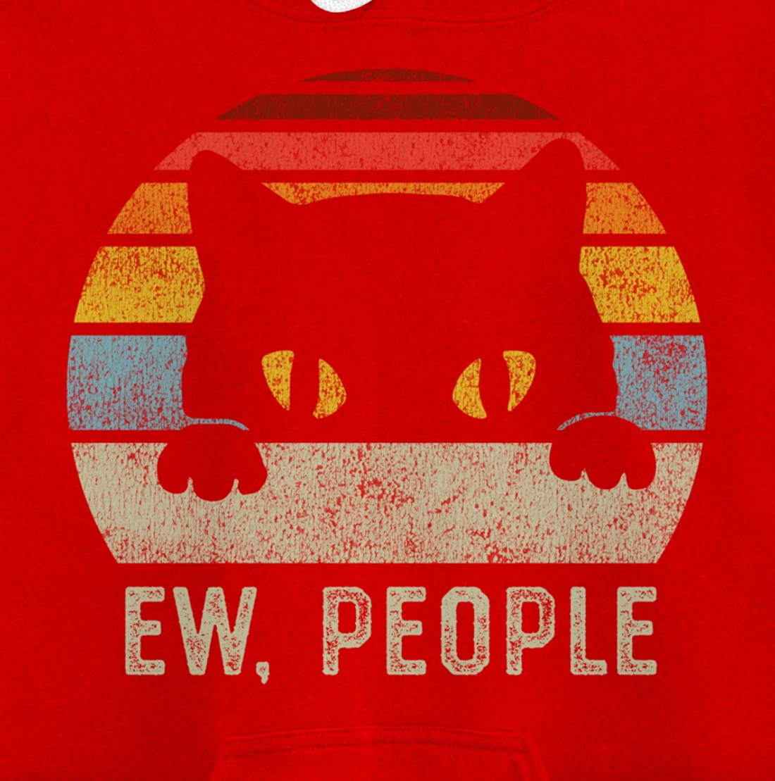 Ew People Retro Cat Funny Vintage Anti Social Introvert Pullover Hoodie