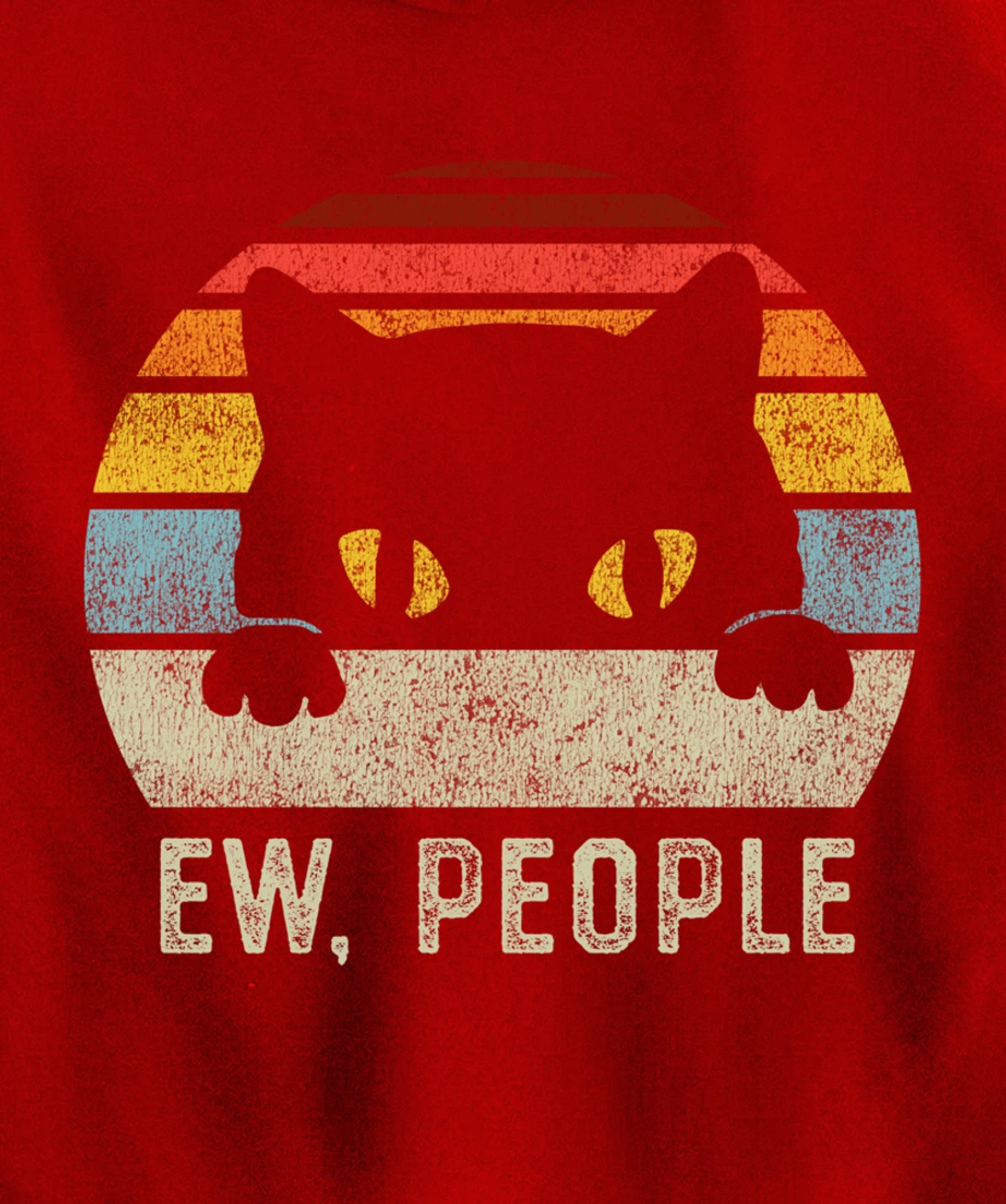 Ew People Retro Cat Funny Vintage Anti Social Introvert Pullover Hoodie