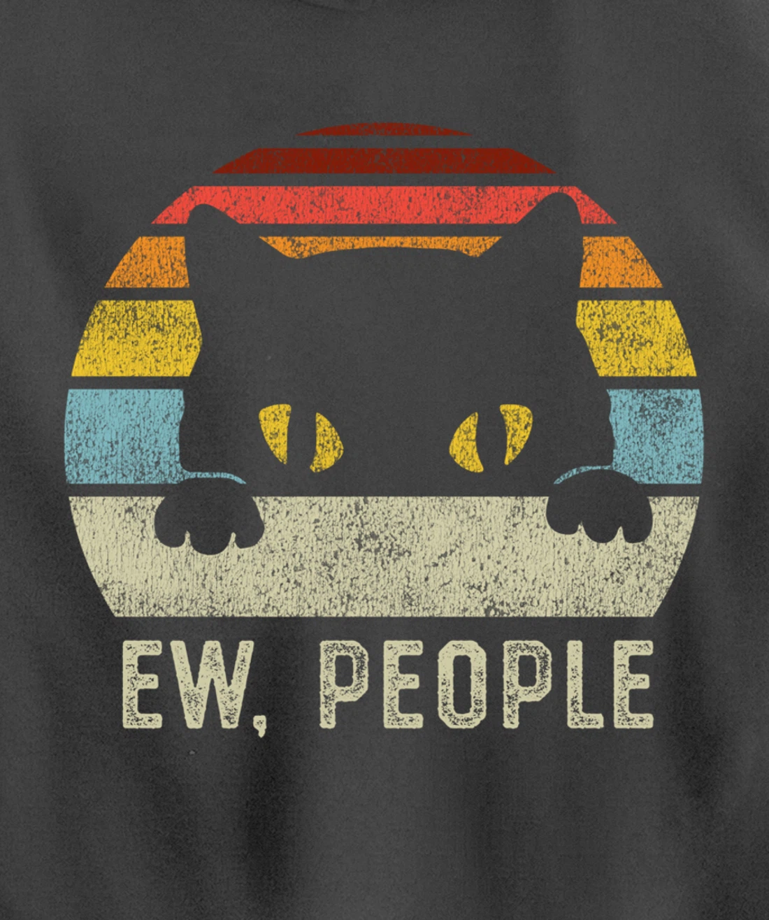 Ew People Retro Cat Funny Vintage Anti Social Introvert Pullover Hoodie