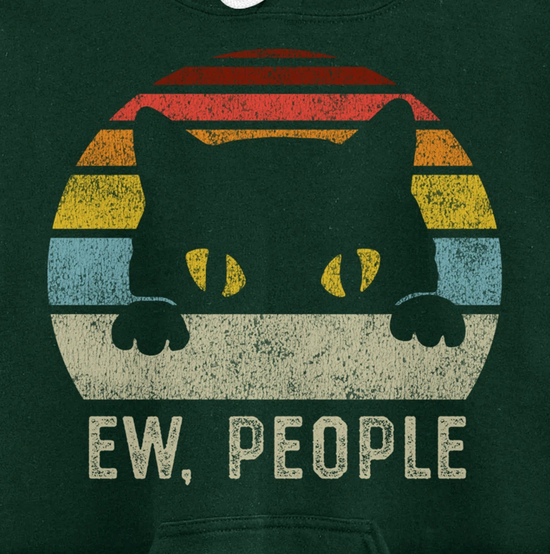 Ew People Retro Cat Funny Vintage Anti Social Introvert Pullover Hoodie