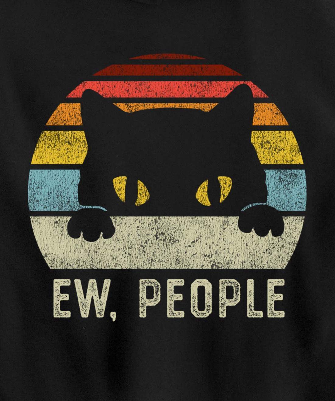 Ew People Retro Cat Funny Vintage Anti Social Introvert Pullover Hoodie