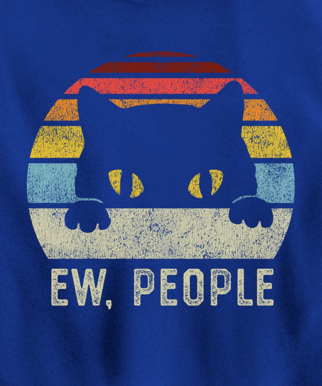 Ew People Retro Cat Funny Vintage Anti Social Introvert Pullover Hoodie