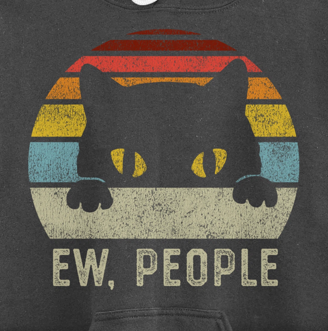 Ew People Retro Cat Funny Vintage Anti Social Introvert Pullover Hoodie