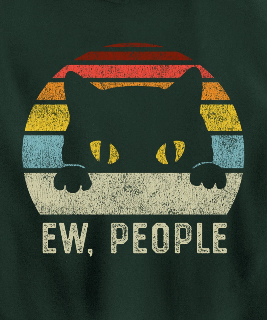 Ew People Retro Cat Funny Vintage Anti Social Introvert Pullover Hoodie