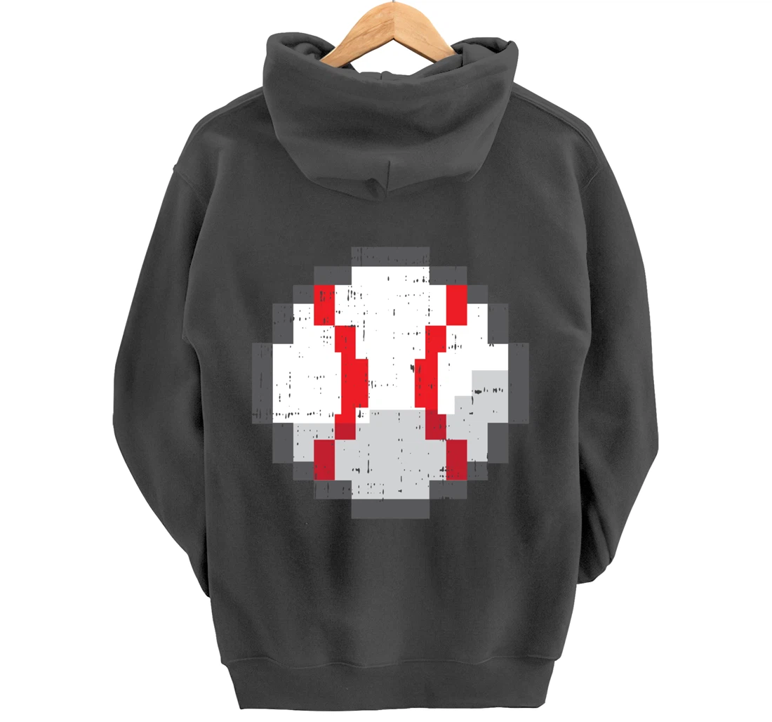 Baseball Ball Pixelated 8 Bit Pixel Gaming Cool Gamer Gifts Pullover Hoodie