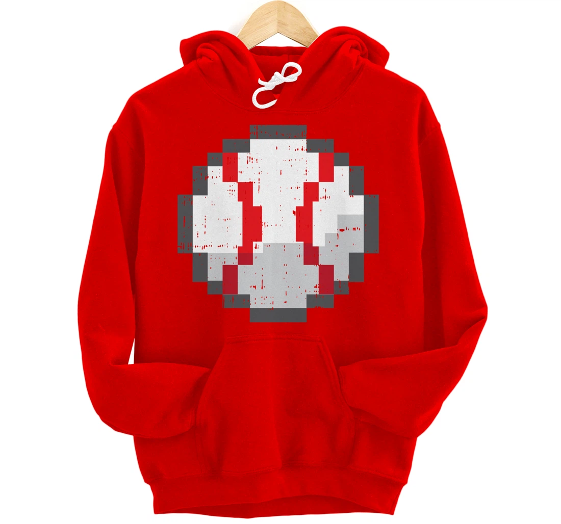 Baseball Ball Pixelated 8 Bit Pixel Gaming Cool Gamer Gifts Pullover Hoodie