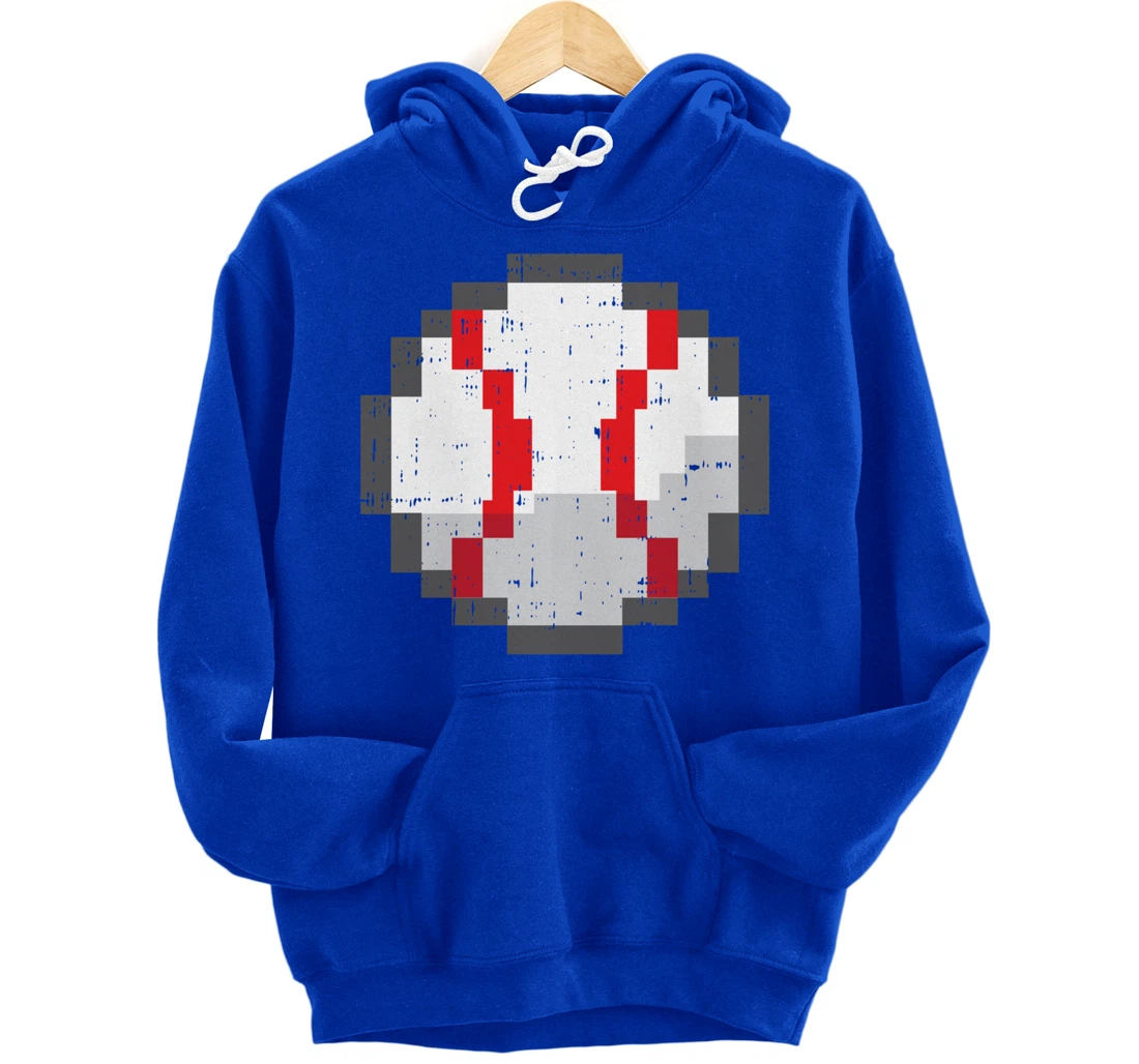 Baseball Ball Pixelated 8 Bit Pixel Gaming Cool Gamer Gifts Pullover Hoodie
