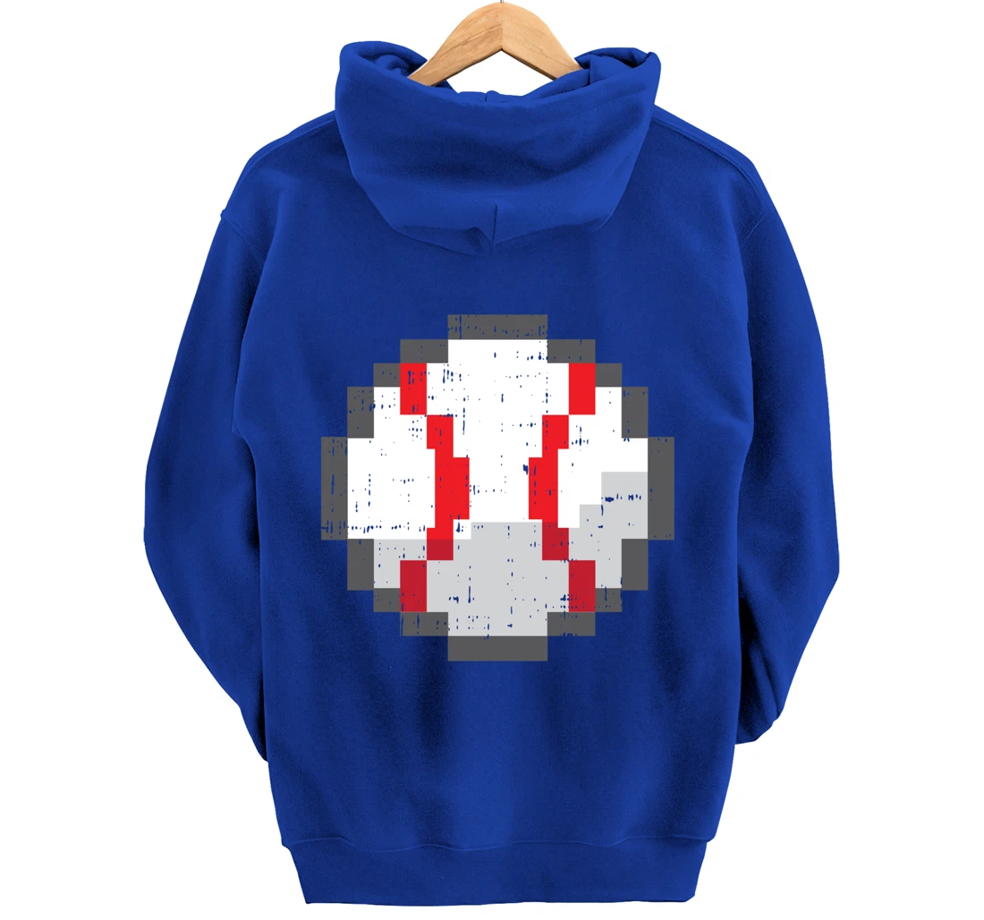 Baseball Ball Pixelated 8 Bit Pixel Gaming Cool Gamer Gifts Pullover Hoodie