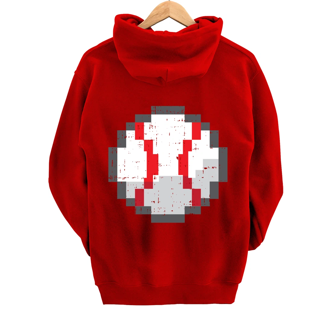 Baseball Ball Pixelated 8 Bit Pixel Gaming Cool Gamer Gifts Pullover Hoodie