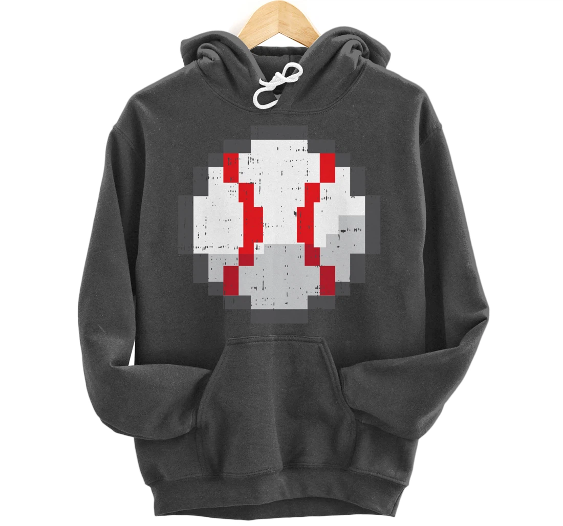 Baseball Ball Pixelated 8 Bit Pixel Gaming Cool Gamer Gifts Pullover Hoodie