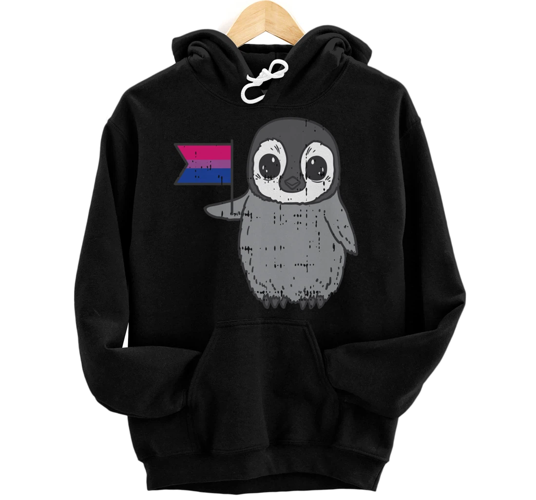 Penguin Bisexual Pride Flag Cute Bi LGBTQ Animal Lover Gift Pullover Hoodie