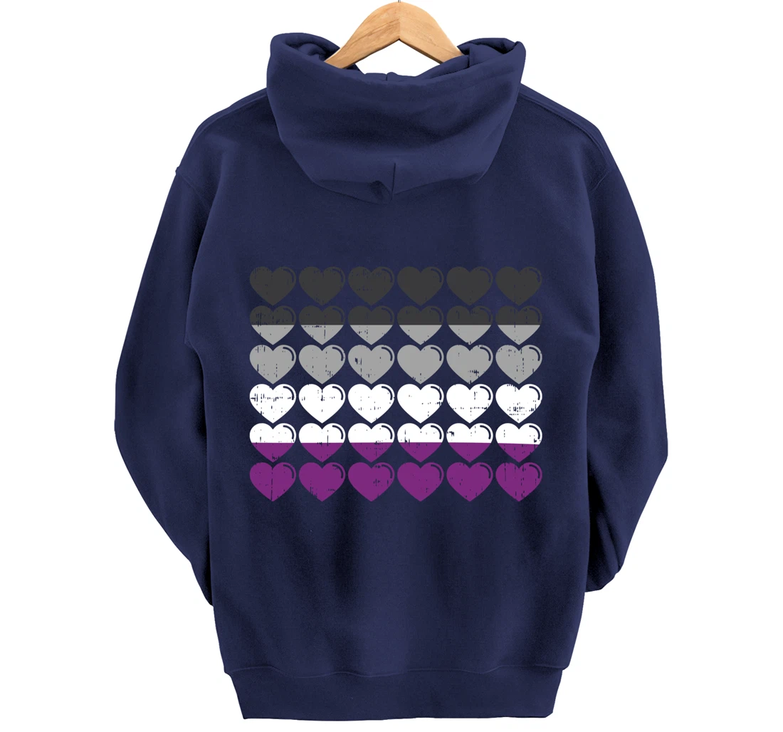 Hearts Asexual Pride Flag Cute Asexuality Ace LGBTQ Gift Pullover Hoodie