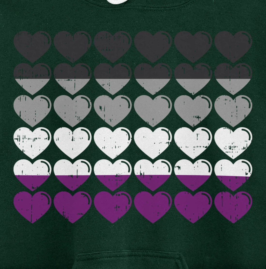 Hearts Asexual Pride Flag Cute Asexuality Ace LGBTQ Gift Pullover Hoodie