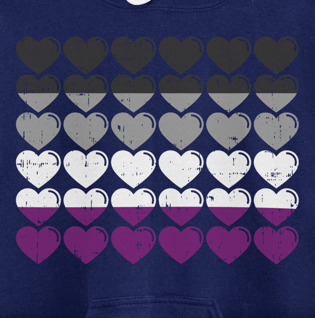 Hearts Asexual Pride Flag Cute Asexuality Ace LGBTQ Gift Pullover Hoodie
