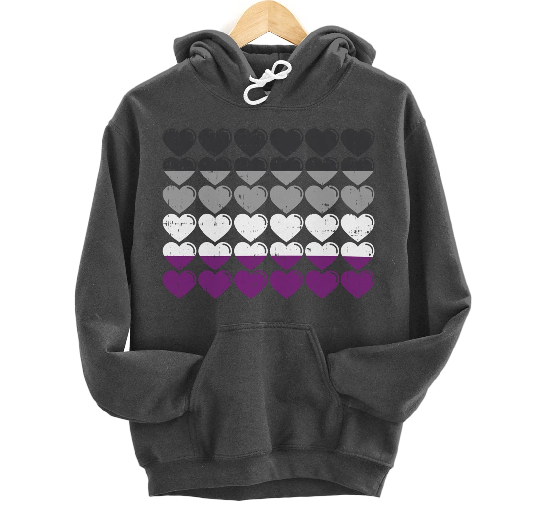 Hearts Asexual Pride Flag Cute Asexuality Ace LGBTQ Gift Pullover Hoodie