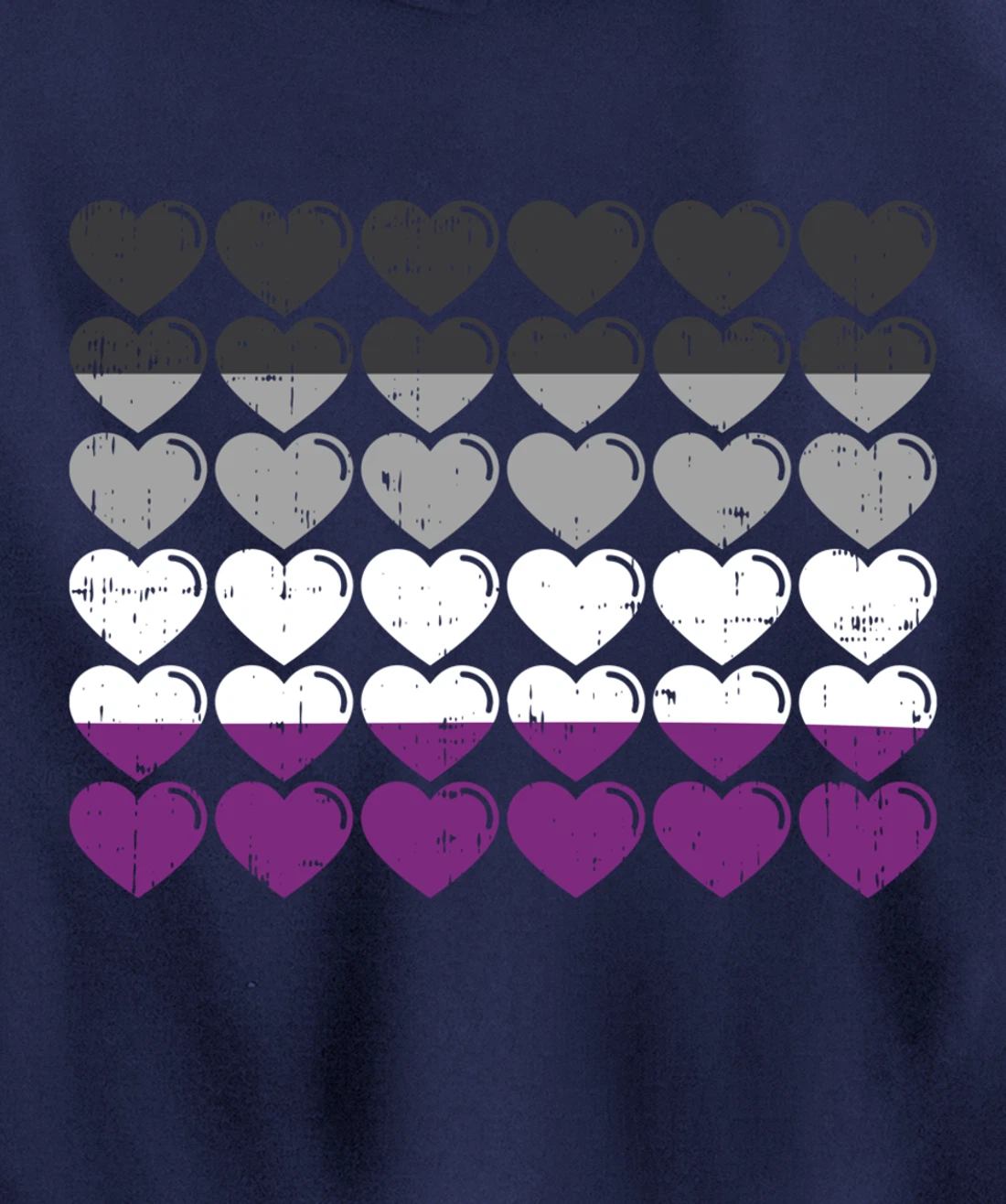 Hearts Asexual Pride Flag Cute Asexuality Ace LGBTQ Gift Pullover Hoodie