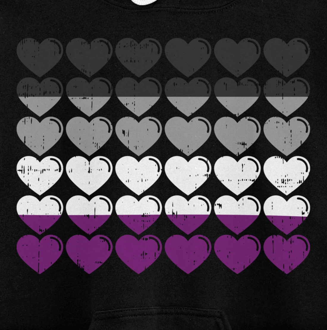Hearts Asexual Pride Flag Cute Asexuality Ace LGBTQ Gift Pullover Hoodie