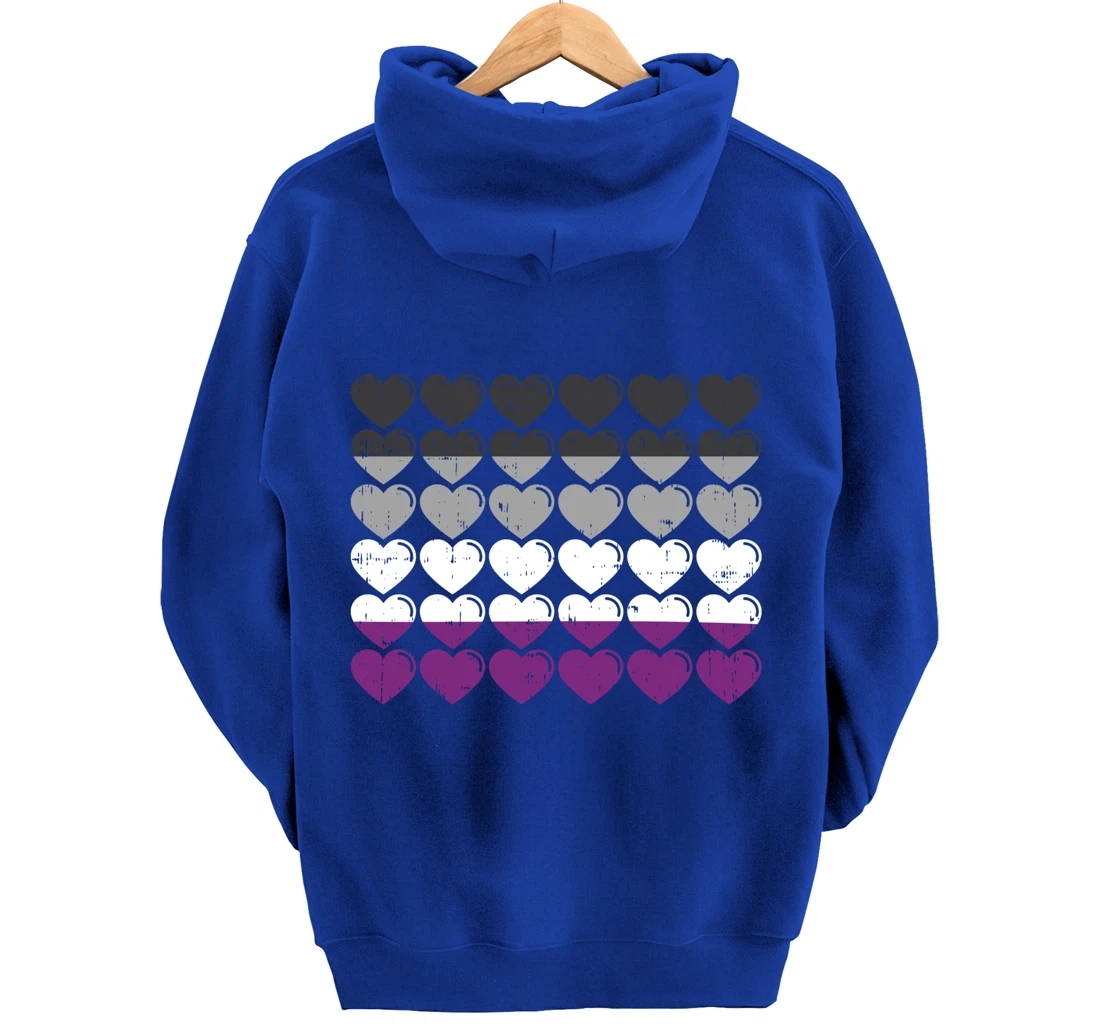 Hearts Asexual Pride Flag Cute Asexuality Ace LGBTQ Gift Pullover Hoodie