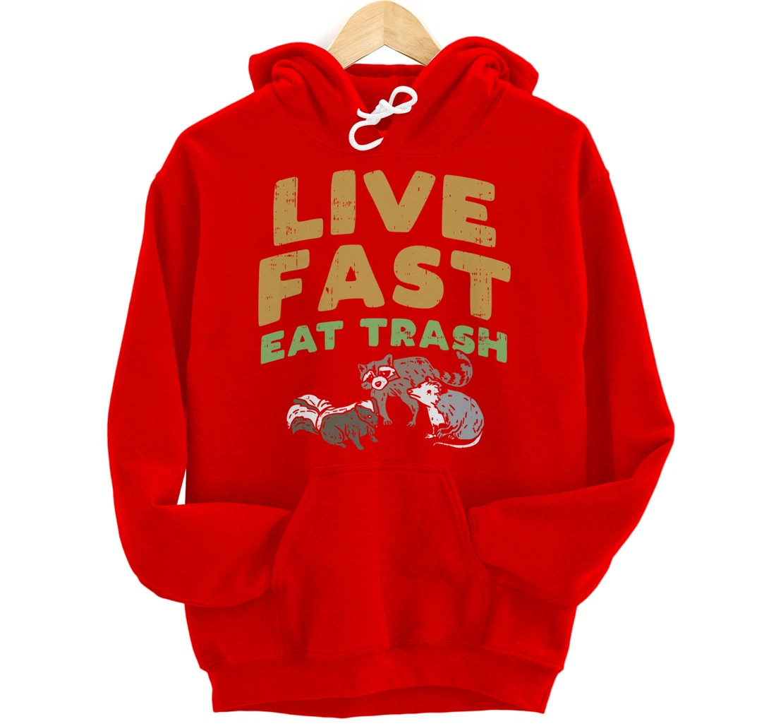Fast Live Eat Trash Raccoon Opossum Skunk Street Cats Gift Pullover Hoodie
