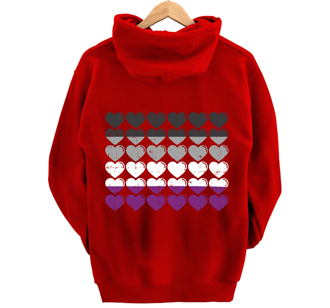 Hearts Asexual Pride Flag Cute Asexuality Ace LGBTQ Gift Pullover Hoodie