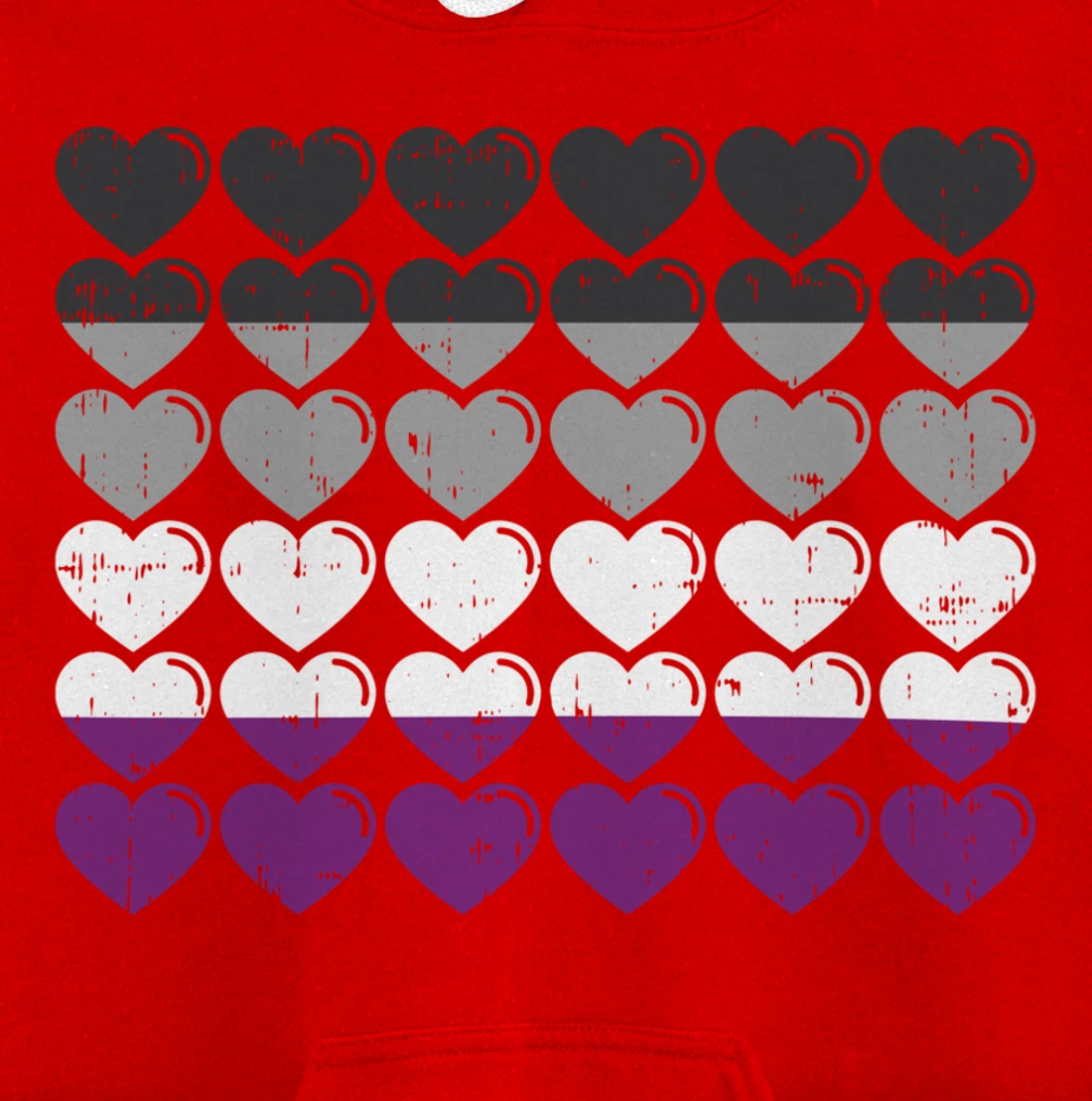 Hearts Asexual Pride Flag Cute Asexuality Ace LGBTQ Gift Pullover Hoodie