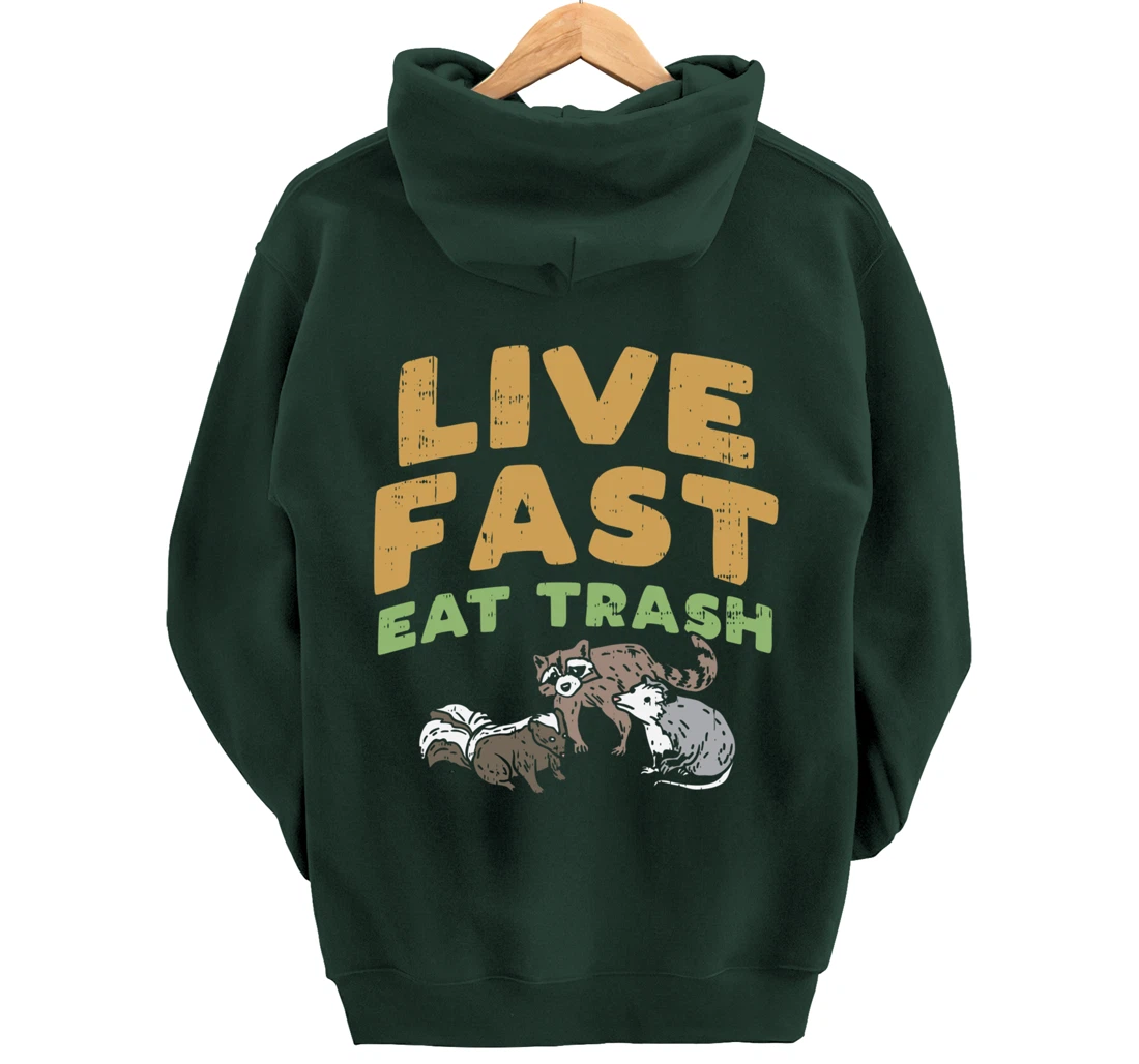 Fast Live Eat Trash Raccoon Opossum Skunk Street Cats Gift Pullover Hoodie