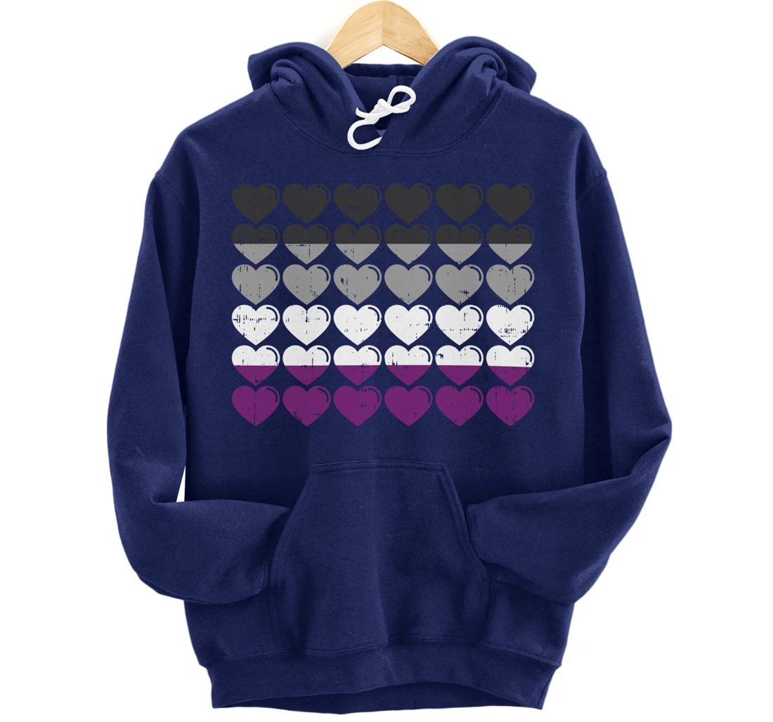Hearts Asexual Pride Flag Cute Asexuality Ace LGBTQ Gift Pullover Hoodie