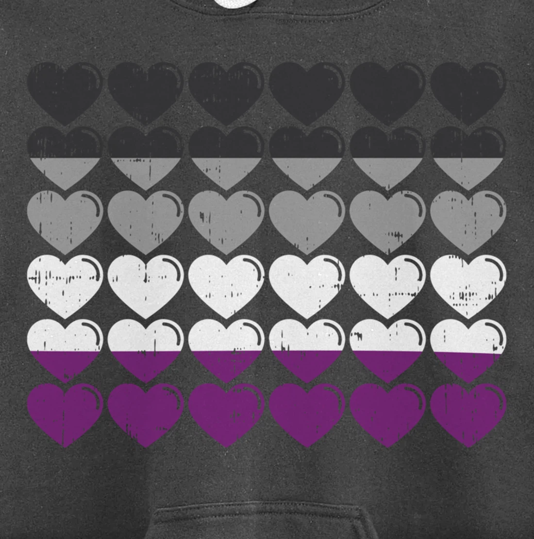 Hearts Asexual Pride Flag Cute Asexuality Ace LGBTQ Gift Pullover Hoodie