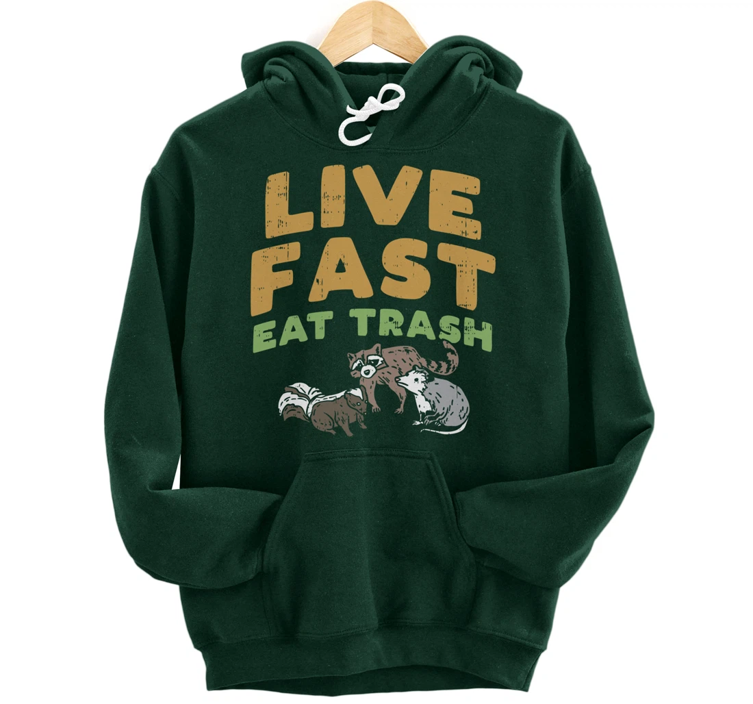 Fast Live Eat Trash Raccoon Opossum Skunk Street Cats Gift Pullover Hoodie