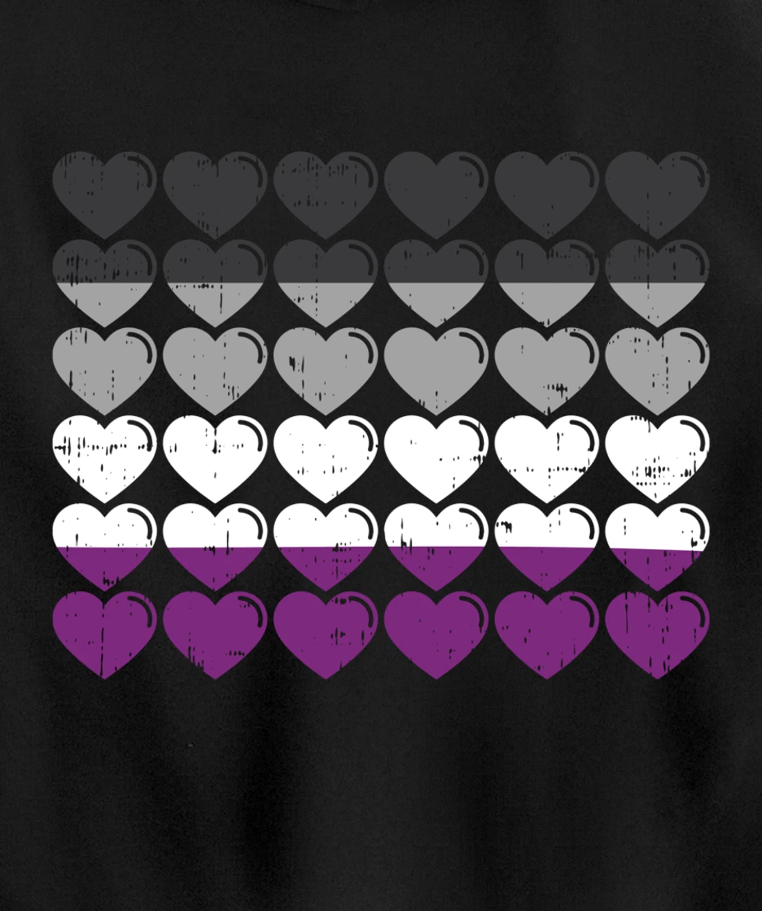 Hearts Asexual Pride Flag Cute Asexuality Ace LGBTQ Gift Pullover Hoodie