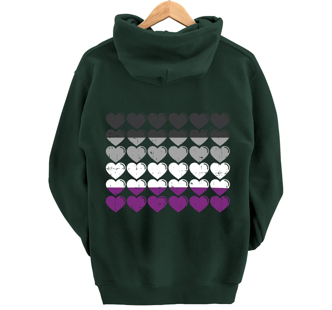 Hearts Asexual Pride Flag Cute Asexuality Ace LGBTQ Gift Pullover Hoodie