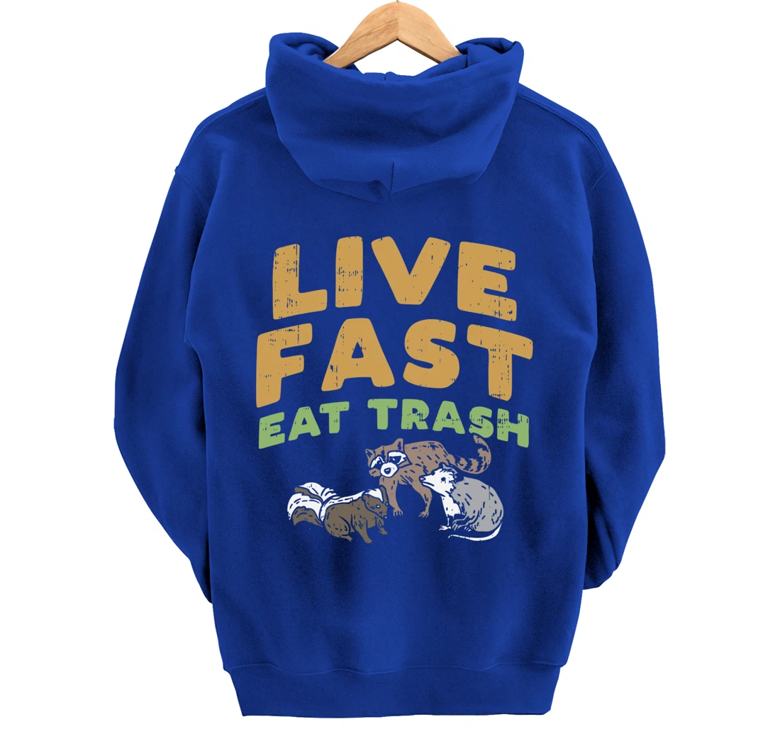 Fast Live Eat Trash Raccoon Opossum Skunk Street Cats Gift Pullover Hoodie