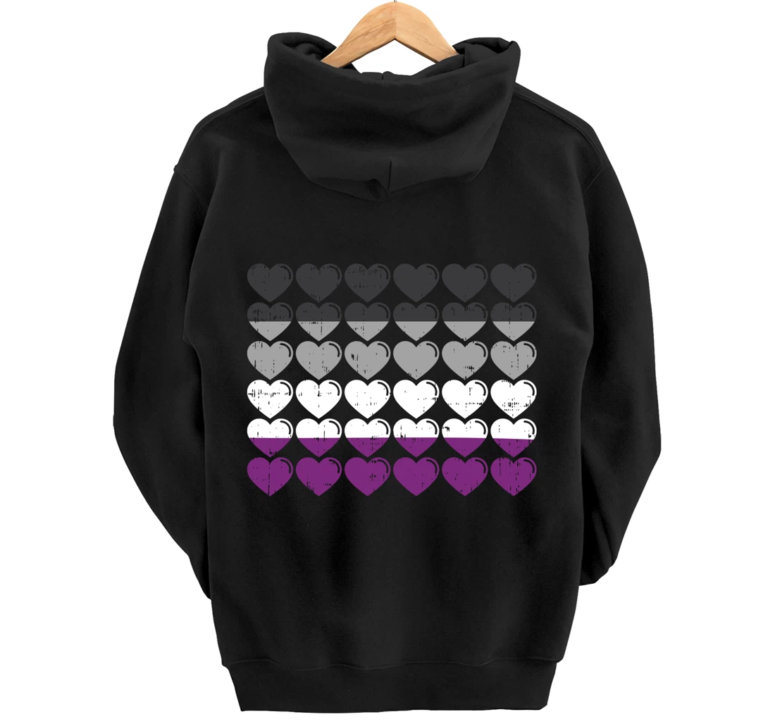 Hearts Asexual Pride Flag Cute Asexuality Ace LGBTQ Gift Pullover Hoodie
