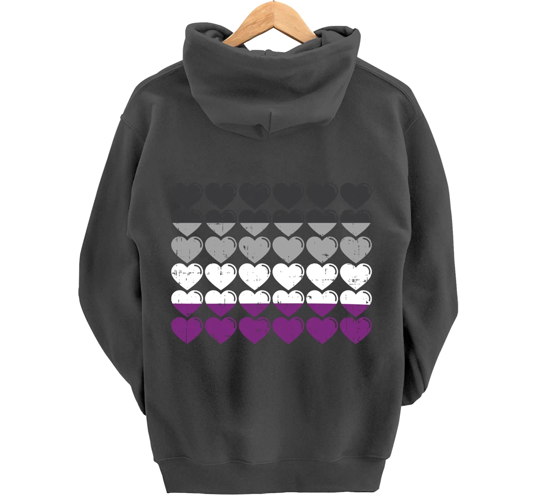 Hearts Asexual Pride Flag Cute Asexuality Ace LGBTQ Gift Pullover Hoodie