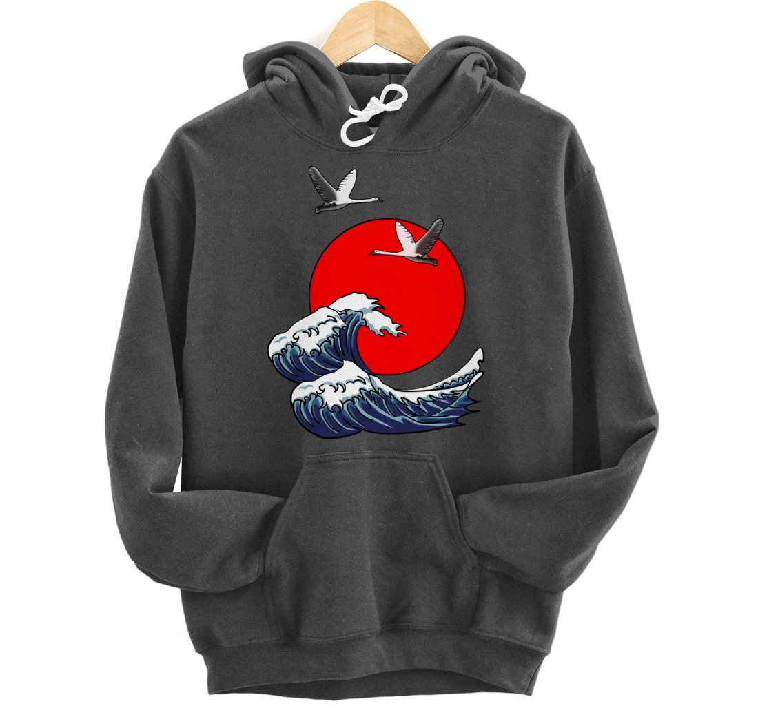 Sun Red Great Wave Kanagawa Cool Japan Sea Japanese Gift Pullover Hoodie