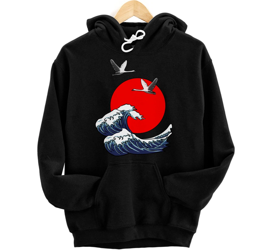 Sun Red Great Wave Kanagawa Cool Japan Sea Japanese Gift Pullover Hoodie