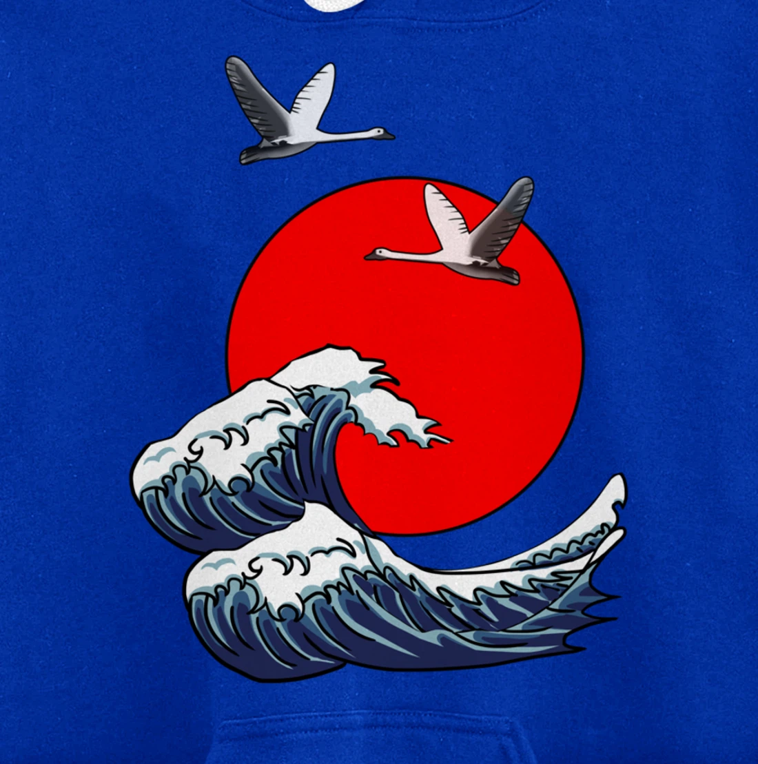 Sun Red Great Wave Kanagawa Cool Japan Sea Japanese Gift Pullover Hoodie