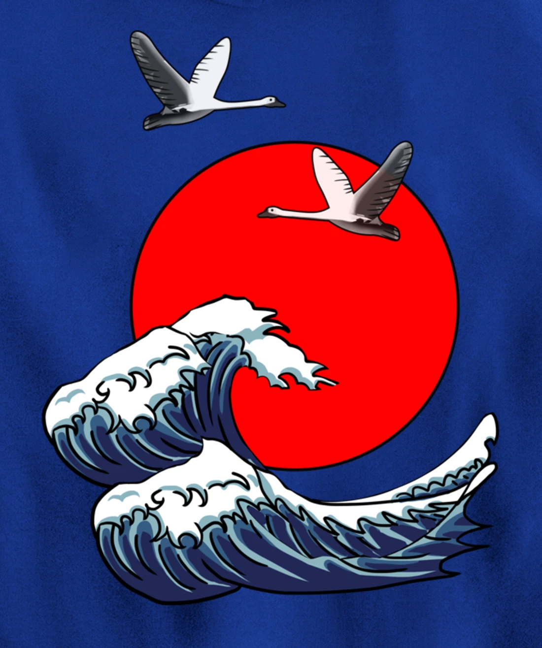 Sun Red Great Wave Kanagawa Cool Japan Sea Japanese Gift Pullover Hoodie