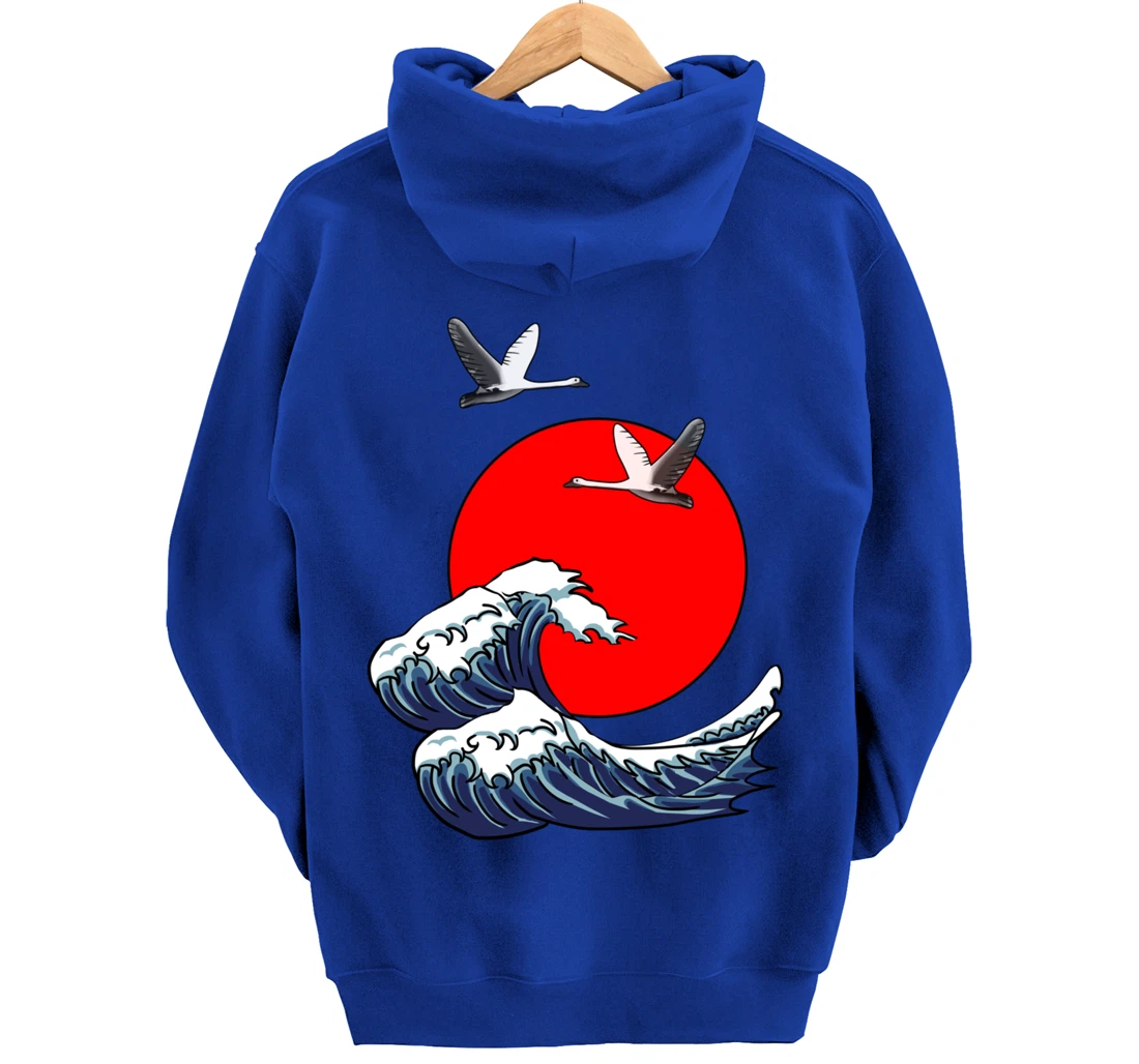 Sun Red Great Wave Kanagawa Cool Japan Sea Japanese Gift Pullover Hoodie