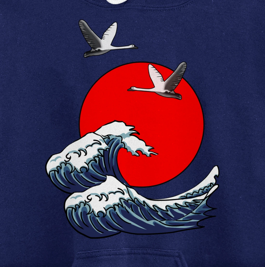 Sun Red Great Wave Kanagawa Cool Japan Sea Japanese Gift Pullover Hoodie