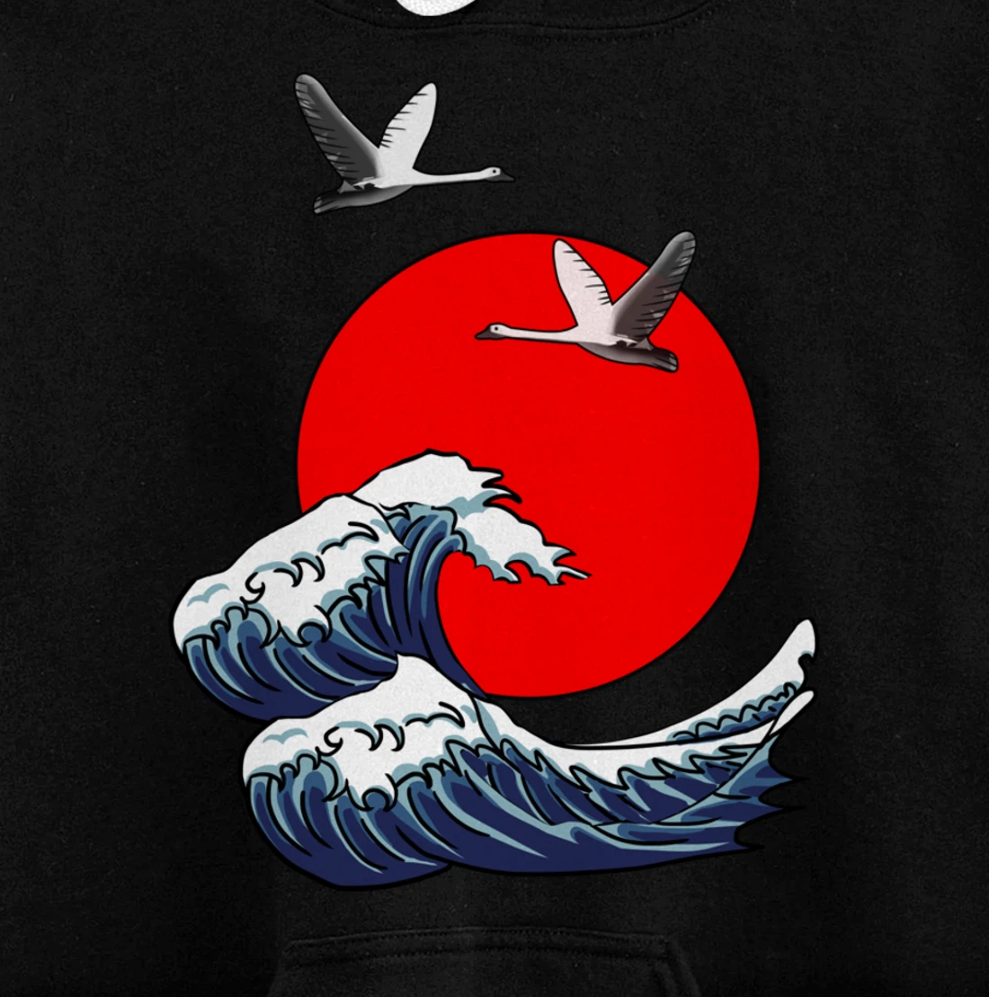 Sun Red Great Wave Kanagawa Cool Japan Sea Japanese Gift Pullover Hoodie