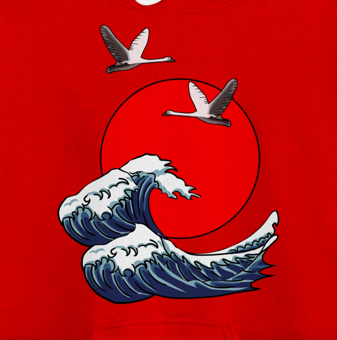 Sun Red Great Wave Kanagawa Cool Japan Sea Japanese Gift Pullover Hoodie