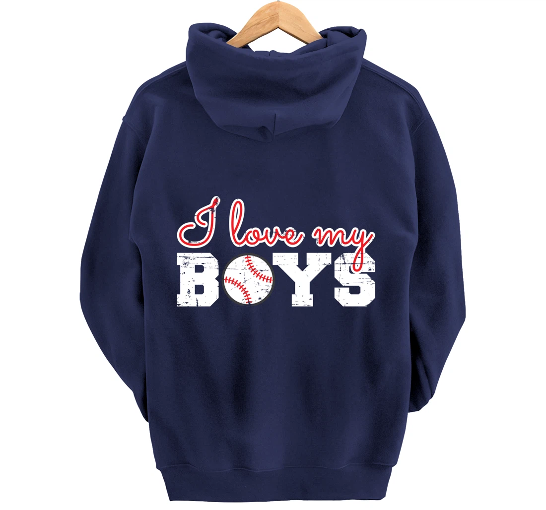 Baseball Cheer Mom - I Love My Boys Pullover Hoodie